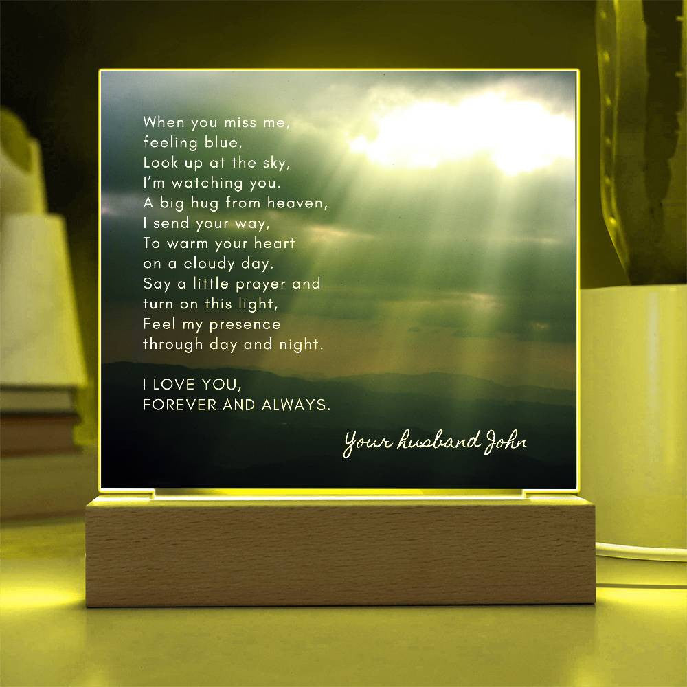 Sympathy Gift for Loss of Husband, Lighted Memorial Poem Acrylic Plaque