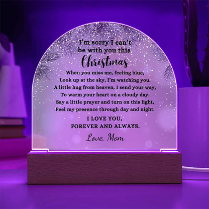 I’m Sorry I Can’t Be With You This Christmas Poem, Personalized Acrylic Plaque Condolence Gift