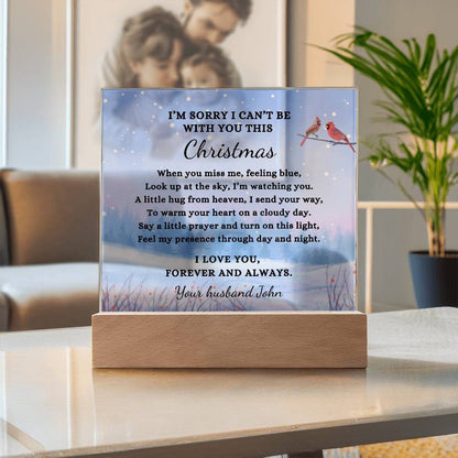 Custom Christmas Sympathy Gift, Bereavement Condolence, LED Light Personalized Memorial Poem on Acrylic Plaque