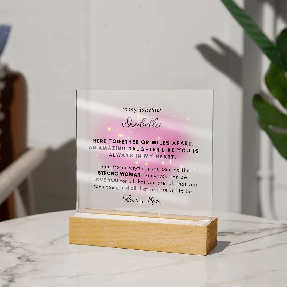 Letter to My Daughter Gift, Always in my Heart Inspirational Message Personalized Acrylic Plaque