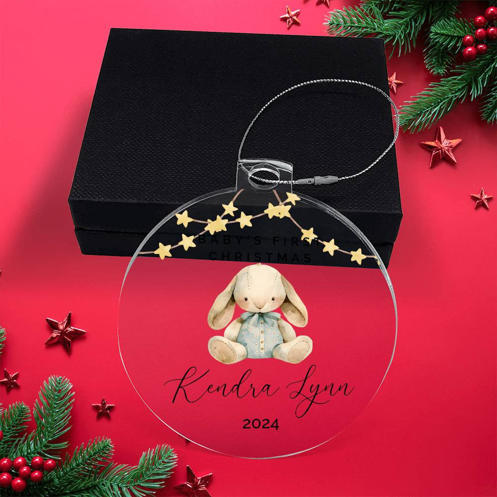 Baby Boy Rabbit Personalized Baby's First Christmas Ornament