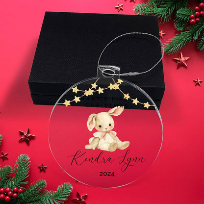 Baby Girl Rabbit Personalized Baby's First Christmas Ornament