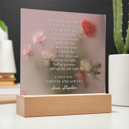 Sympathy Gift for Loss of Husband, Lighted Memorial Acrylic Plaque with Poem