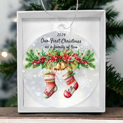 Personalized First Christmas as a Family of, Up to 6 Christmas Stocking Acrylic Ornament