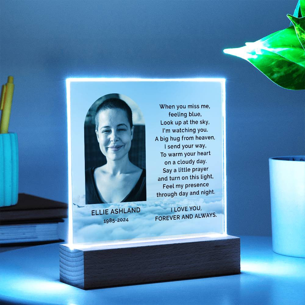 Personalized Photo Sympathy Gift for Loss of Daughter, Lighted Memorial Acrylic Plaque