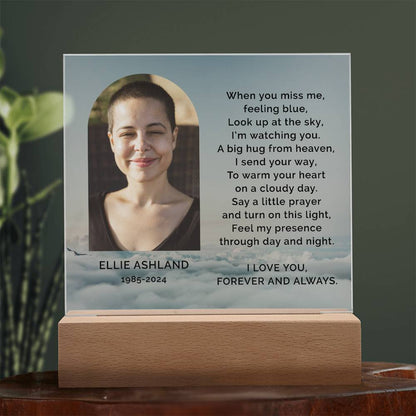 Personalized Photo Sympathy Gift for Loss of Daughter, Lighted Memorial Acrylic Plaque