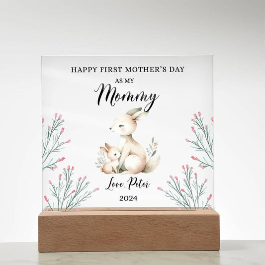 First Mother's Day For Mom Gift From Child, Woodland Animals Theme, Acrylic Plaque Display