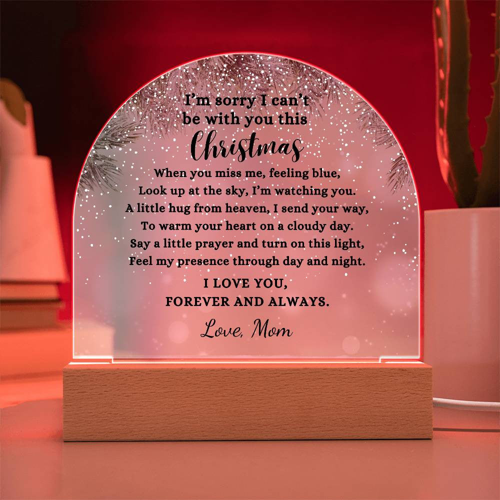 I’m Sorry I Can’t Be With You This Christmas Poem, Personalized Acrylic Plaque Condolence Gift