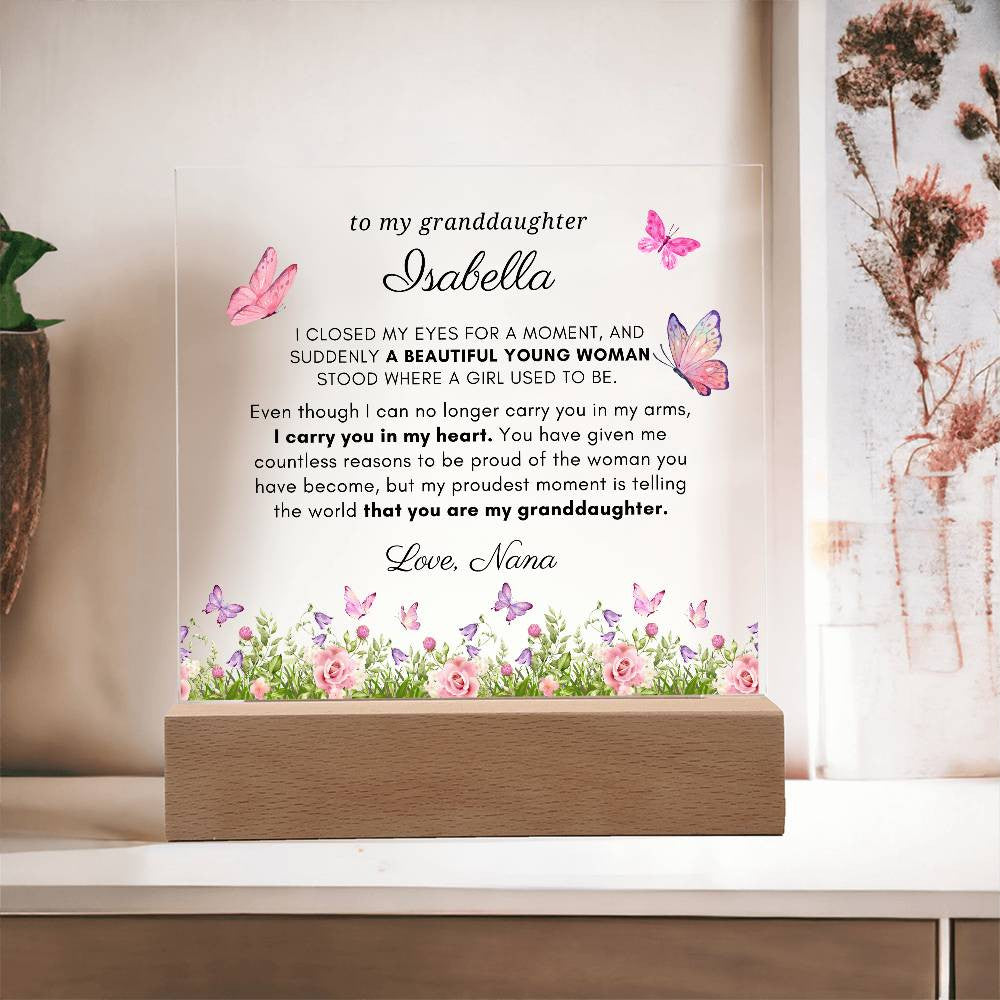 Letter to My Granddaughter Gift, Proud of You Inspirational Message Personalized Acrylic Plaque