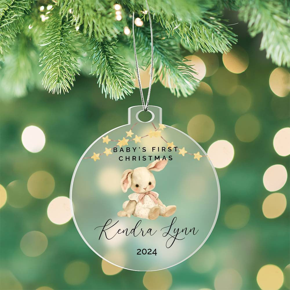 Baby Girl Rabbit Personalized Baby's First Christmas Ornament