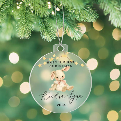 Baby Girl Rabbit Personalized Baby's First Christmas Ornament