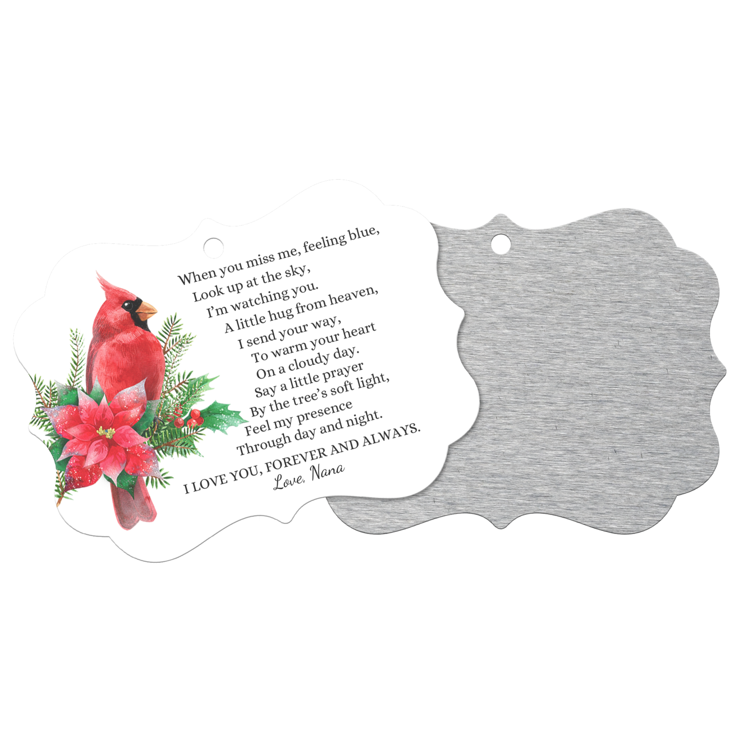 Personalized Memorial Ornament, In Loving Memory Keepsake, Red Cardinal When You Miss Me Poem