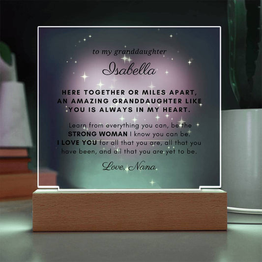 Letter to My Granddaughter Gift, Always in my Heart Inspirational Message Personalized Acrylic Plaque