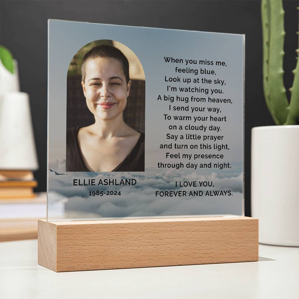 Personalized Photo Sympathy Gift for Loss of Daughter, Lighted Memorial Acrylic Plaque