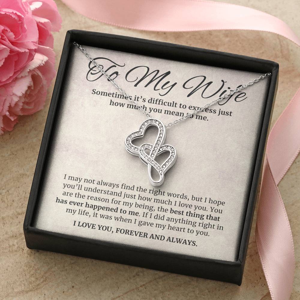 To My Wife Gift, How Much You Mean to Me, Heart to Heart Pendant Necklace