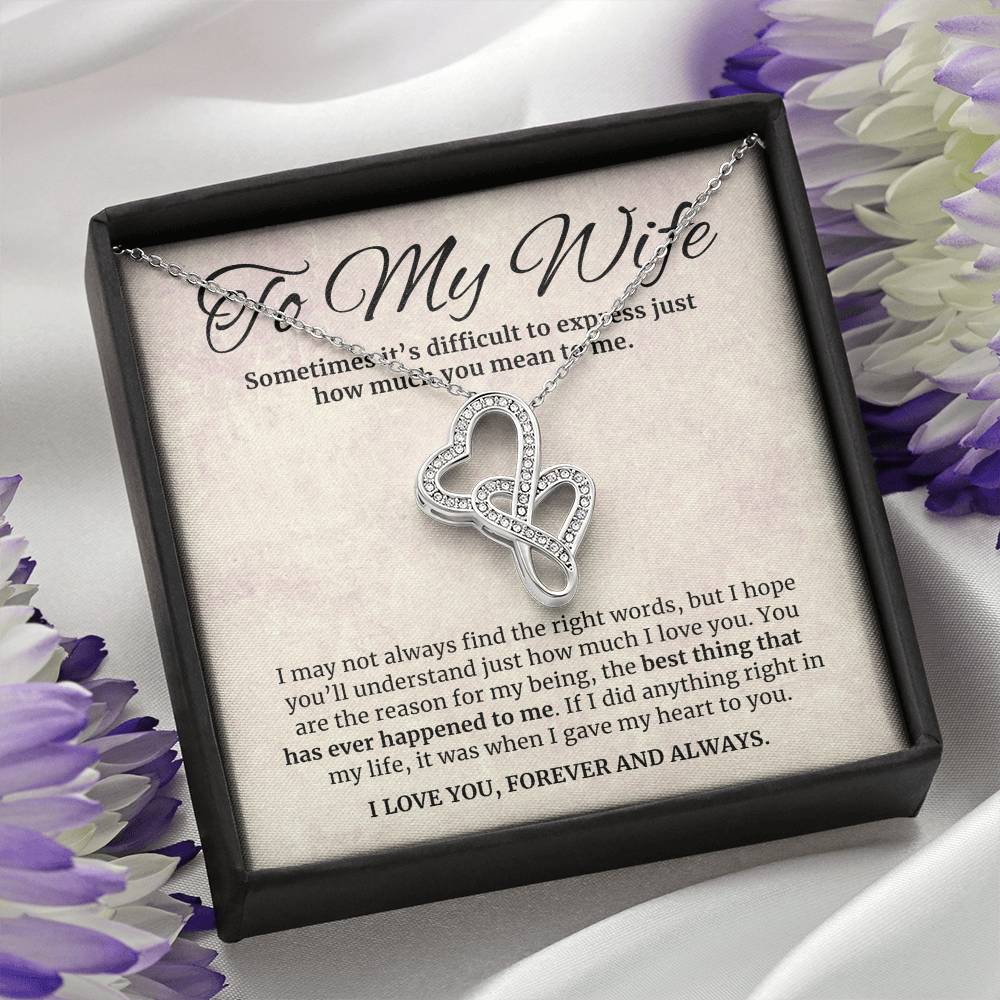 To My Wife Gift, How Much You Mean to Me, Heart to Heart Pendant Necklace