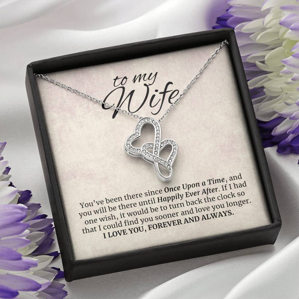 To My Wife Gift, Happily Ever After, Heart to Heart Pendant Necklace