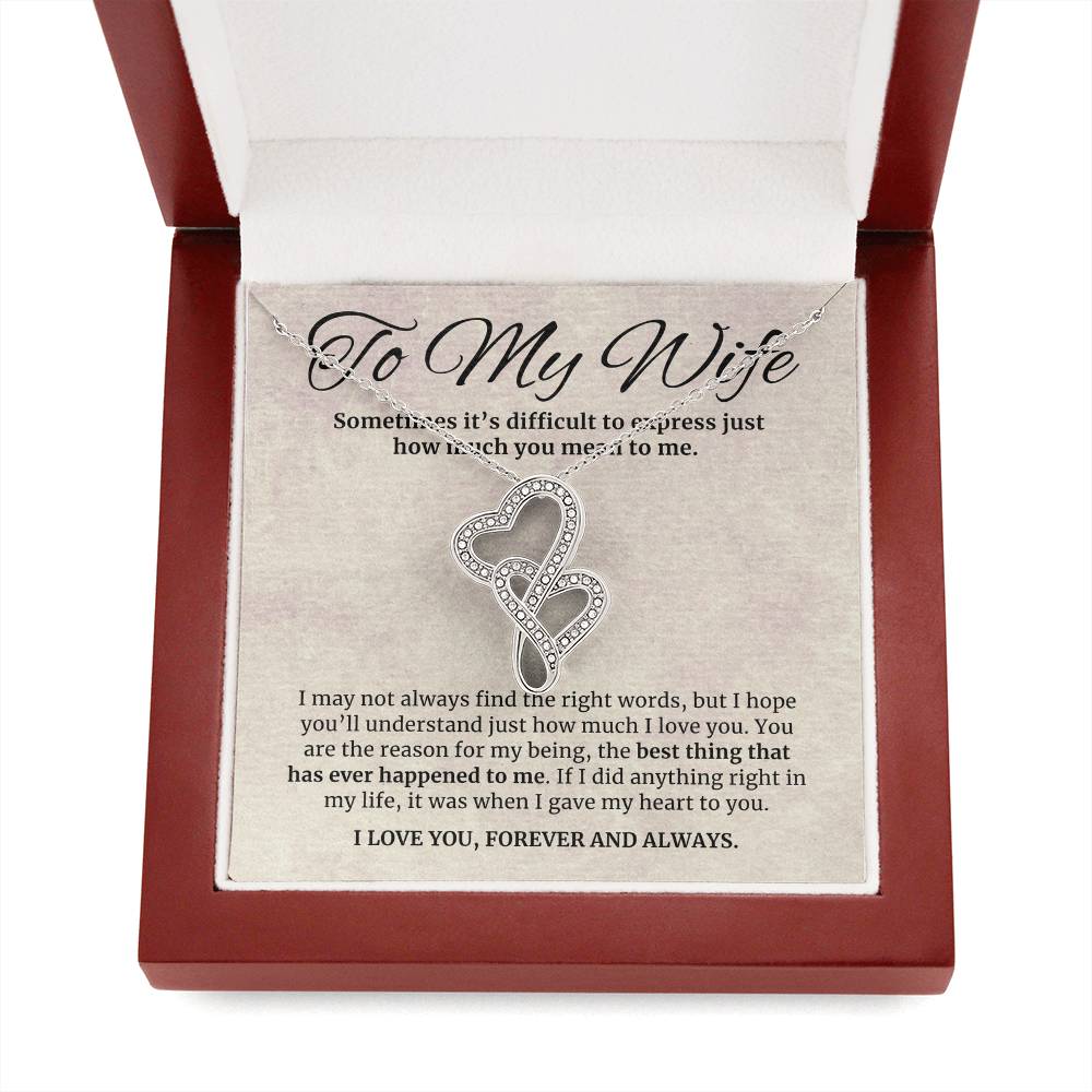 To My Wife Gift, How Much You Mean to Me, Heart to Heart Pendant Necklace