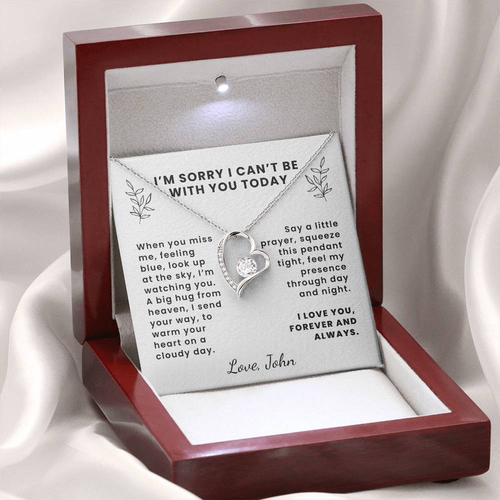 Memorial Gift Forever Love Heart Pendant Necklace, When You Miss Me Poem with Custom Signature