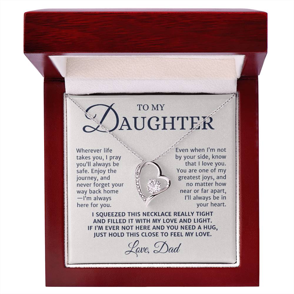 To My Daughter Gift from Mom or Dad, Forever Love Necklace, I Pray You'll Be Safe Personalized Message Card