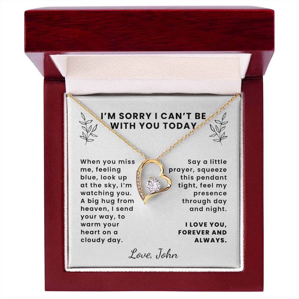 Memorial Gift Forever Love Heart Pendant Necklace, When You Miss Me Poem with Custom Signature