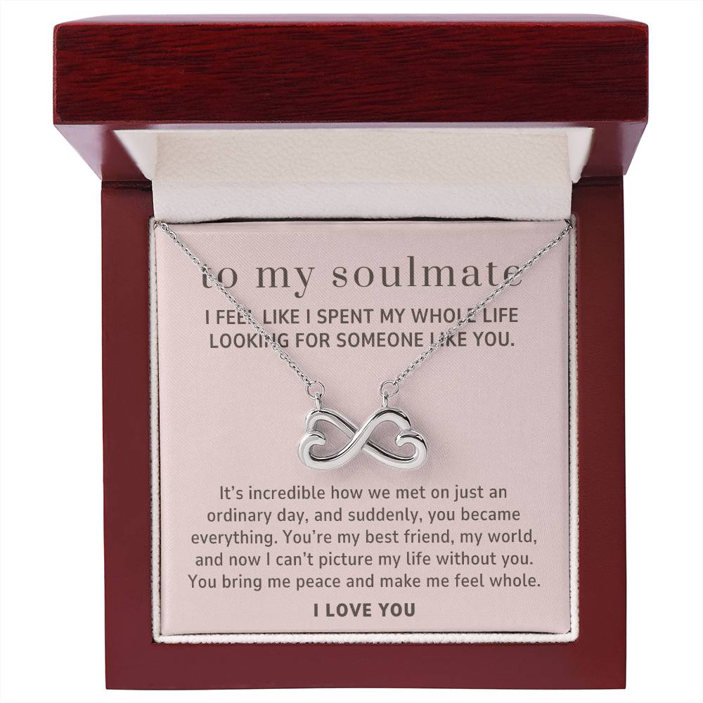 To My Soulmate Gift, The Day We Met Endless Love Infinity Heart Necklace