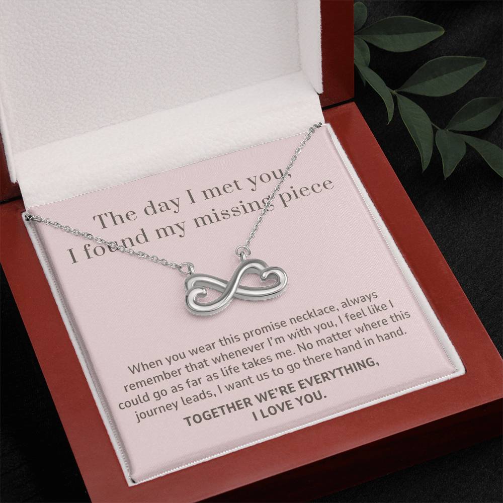 To My Girlfriend Gift, My Missing Piece Endless Love Infinity Heart Necklace