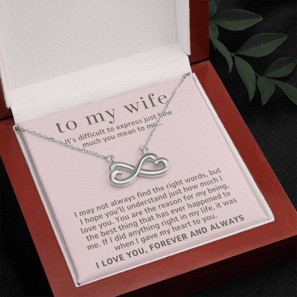 To My Wife Gift, How Much You Mean to Me Endless Love Infinity Heart Necklace