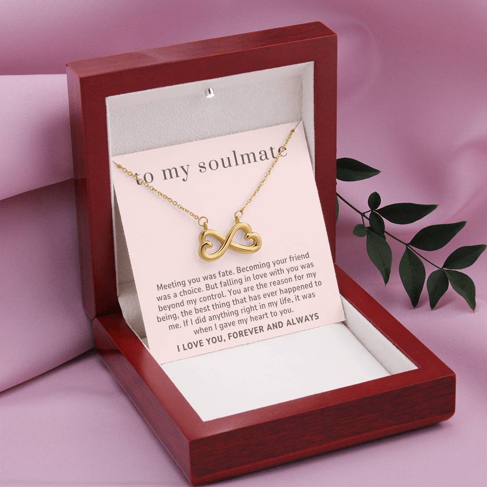 To My Soulmate Gift, Meeting You was Fate Endless Love Infinity Heart Necklace