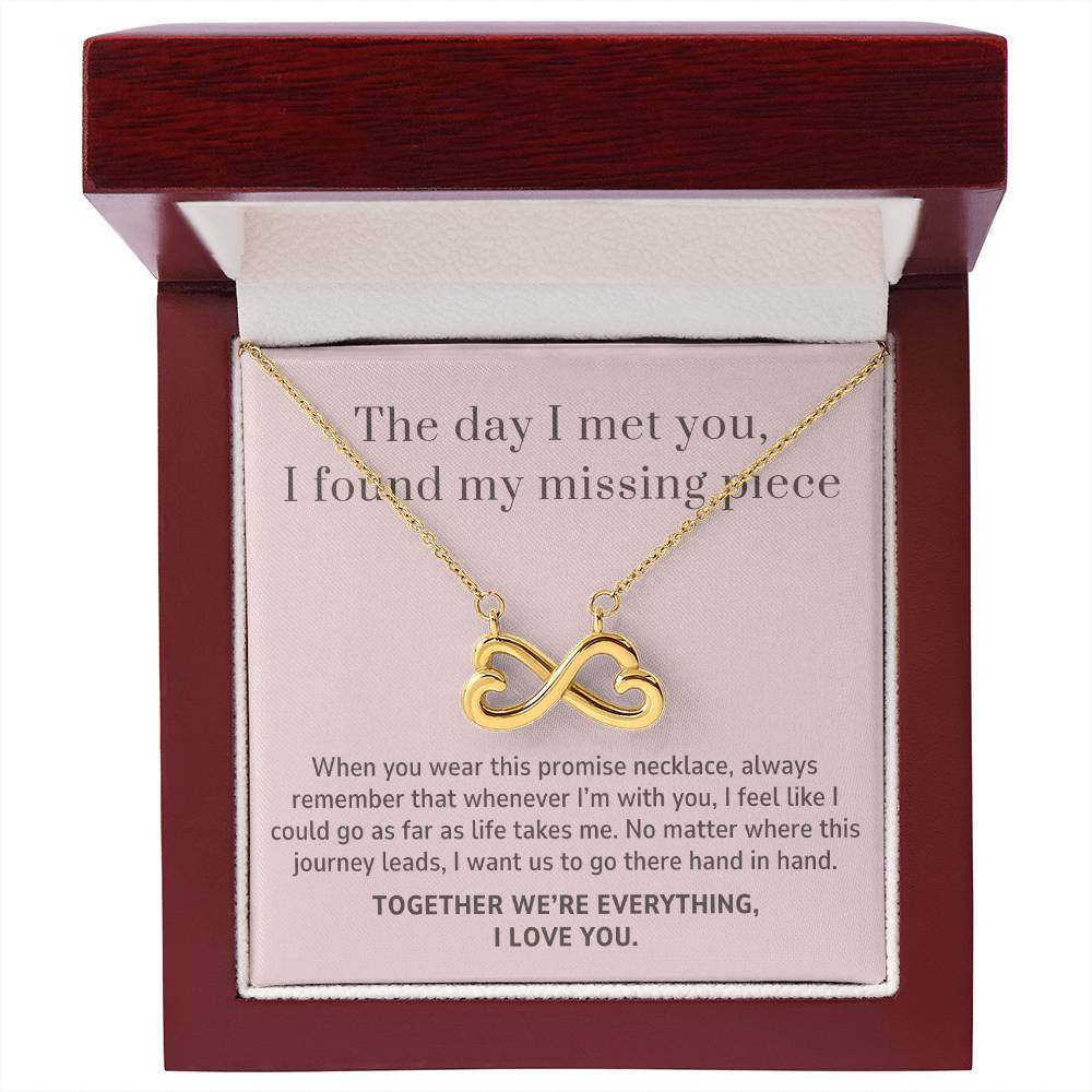 To My Girlfriend Gift, My Missing Piece Endless Love Infinity Heart Necklace