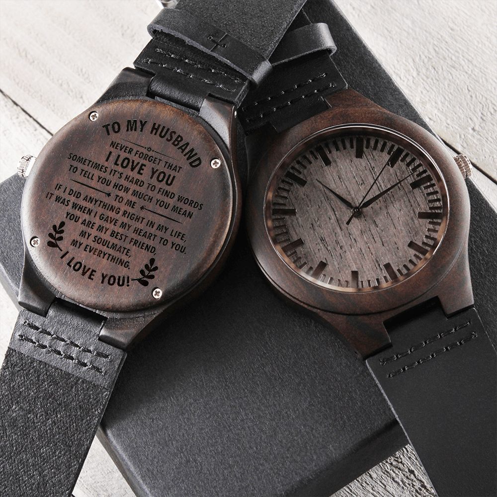 Husband engraved wooden watch hotsell