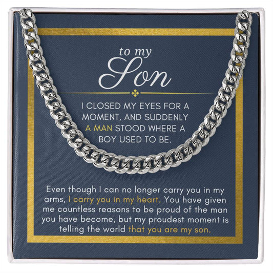 Gift For Son, Graduation Encouragement Message Cuban Chain Men Necklace