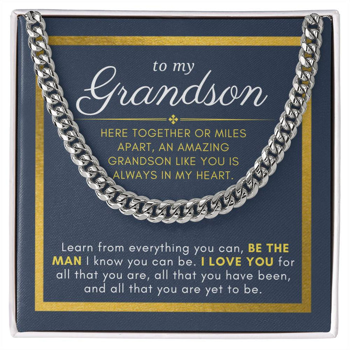 Gift For Grandson, Learn From Everything You Can Cuban Chain Men Necklace