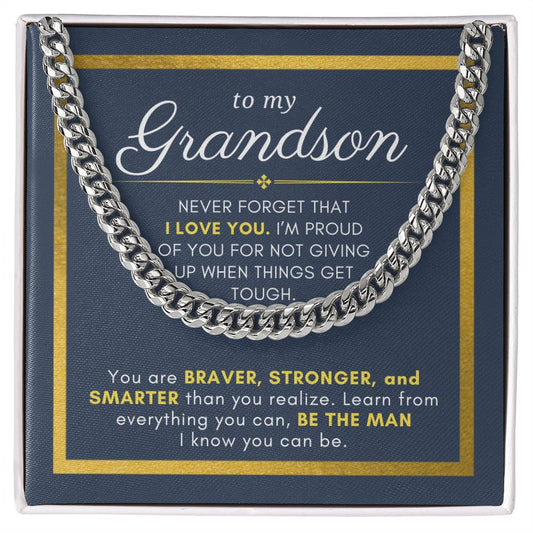 Gift For Grandson, I'm Proud of You Cuban Chain Men Necklace