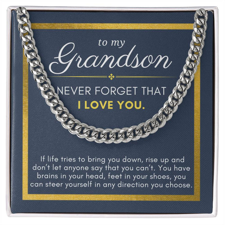 Gift For Grandson, Steer Yourself in Any Direction Cuban Chain Men Necklace