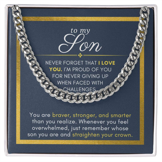 Gift For Son, Never Giving Up, Cuban Chain Men Necklace