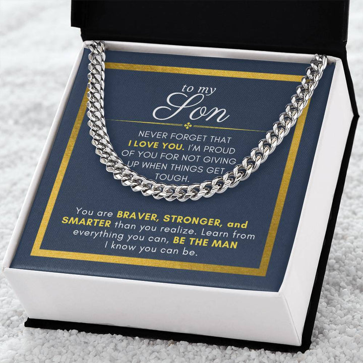 Gift For Son I'm Proud of You Cuban Chain Men Necklace