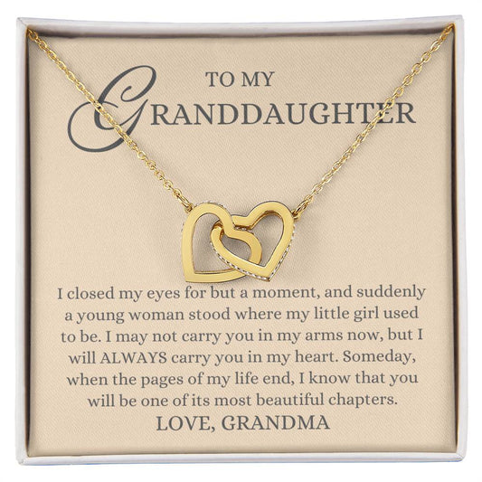 To my Granddaughter Gift, Most Beautiful Chapters, Interlock Heart Necklace