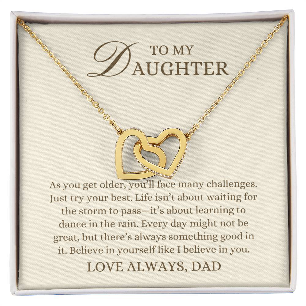 To my Daughter Gift, Believe in Yourself,  Interlocking Hearts Pendant Necklace