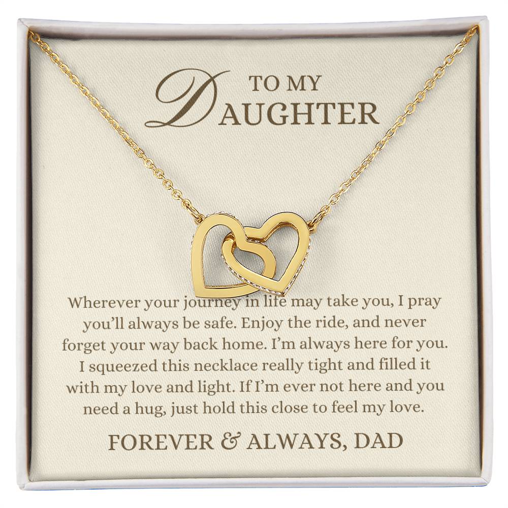 To my Daughter Gift, Journey in Life, Interlocking Hearts Pendant Necklace