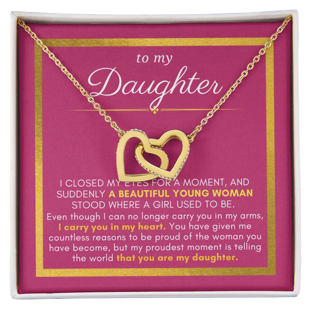 Gift For Daughter, I Closed My Eyes for a Moment, Interlock Heart Pendant Necklace