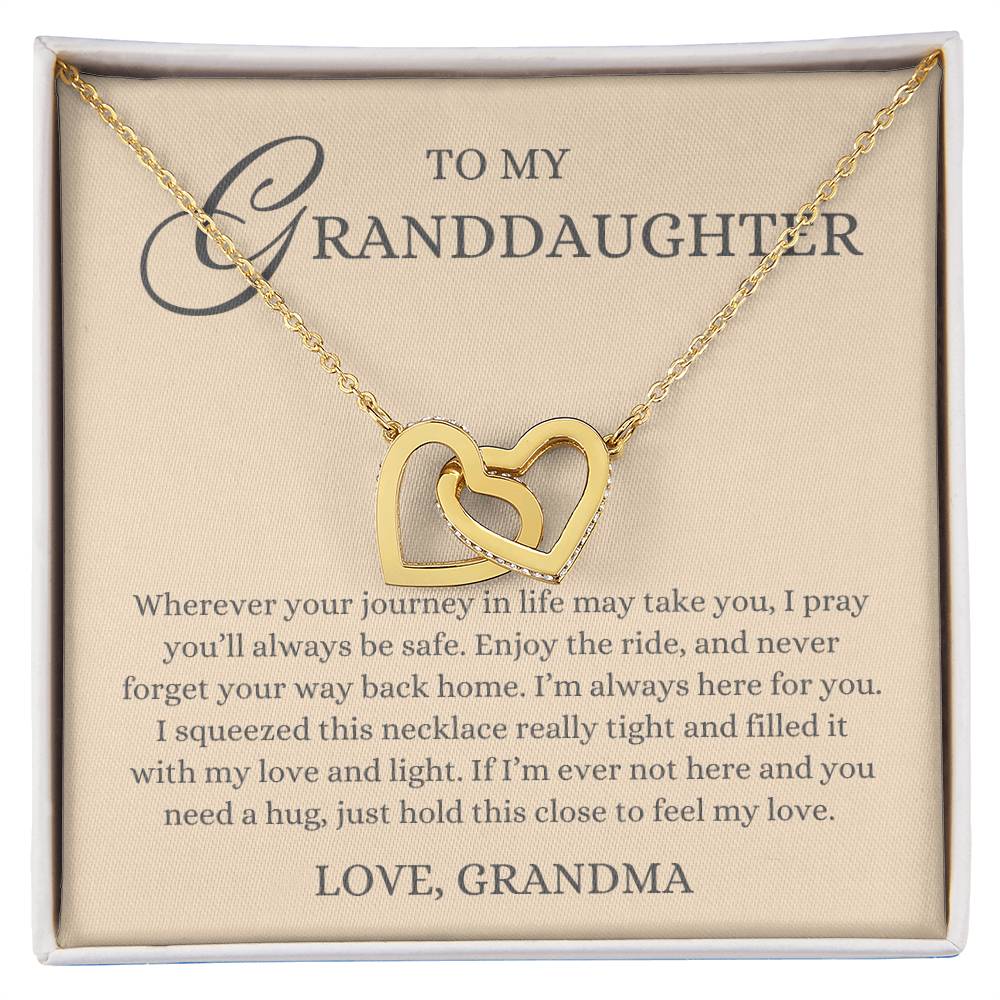 To my Granddaughter Gift, Journey in Life, Interlock Heart Necklace