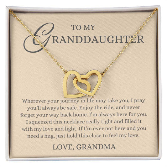 To my Granddaughter Gift, Journey in Life, Interlock Heart Necklace