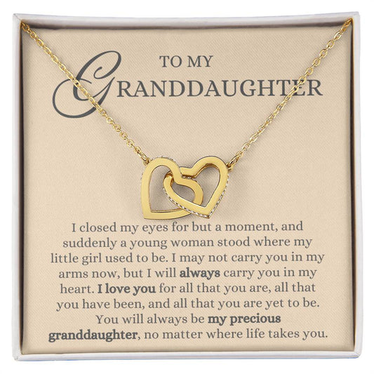 To my Granddaughter Gift, All You are Yet to be, Interlock Heart Necklace