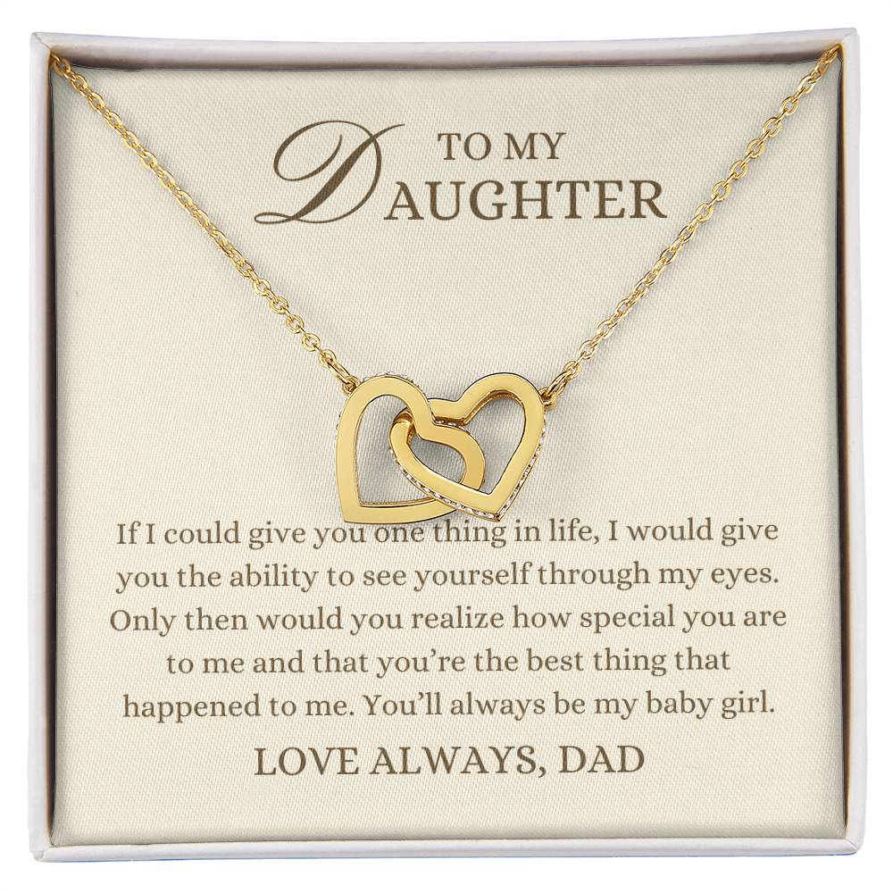 To my Daughter Gift, My Baby Girl, Interlocking Hearts Pendant Necklace