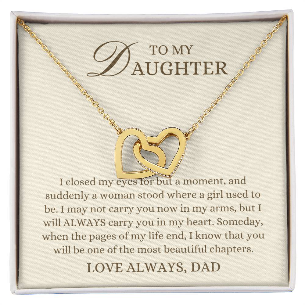 To my Daughter Gift, Most Beautiful Chapters,  Interlocking Hearts Pendant Necklace