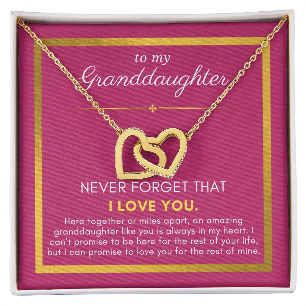 Gift For Granddaughter, Together or Miles Apart, Interlock Heart Pendant Necklace