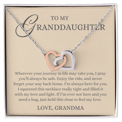 To my Granddaughter Gift, Journey in Life, Interlock Heart Necklace