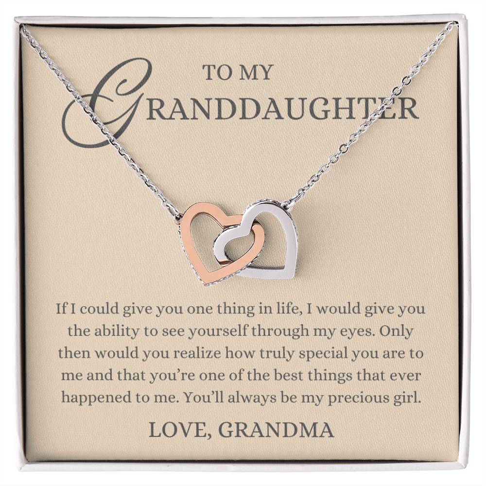 To my Granddaughter Gift, My Precious Girl, Interlock Heart Necklace