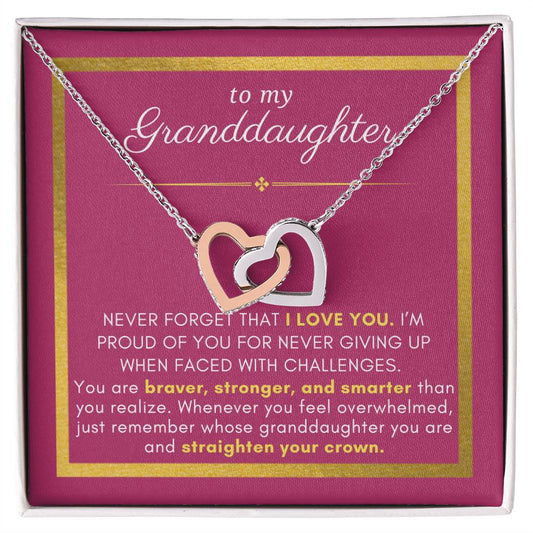 Gift For Granddaughter, Proud of You, Interlock Heart Pendant Necklace